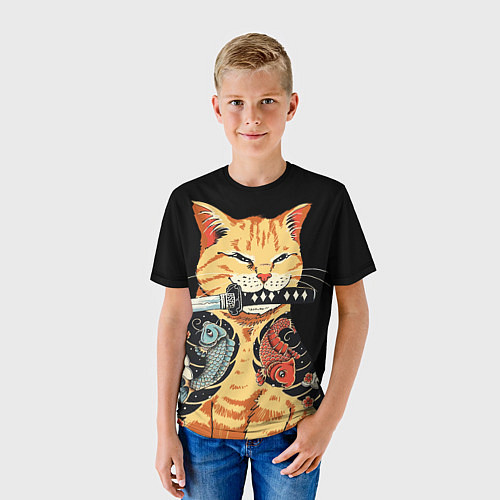 Детская футболка Yakuza tattoo cat / 3D-принт – фото 3