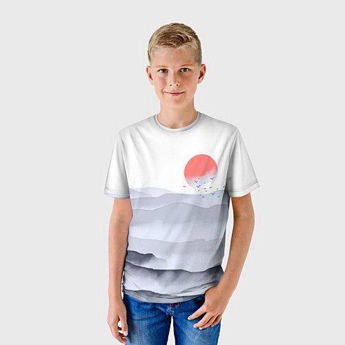 Детская футболка Японский пейзаж - восход солнца / 3D-принт – фото 3