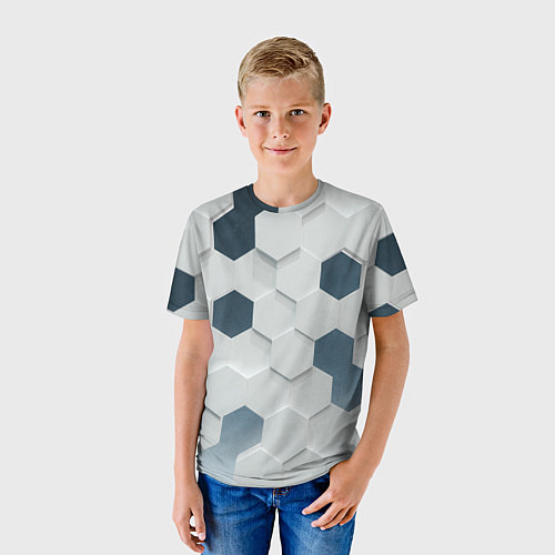 Детская футболка Геометрические шестиугольники / 3D-принт – фото 3