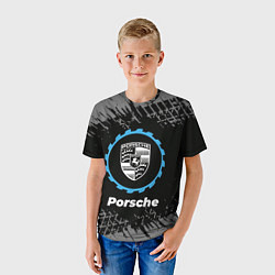 Футболка детская Porsche в стиле Top Gear со следами шин на фоне, цвет: 3D-принт — фото 2