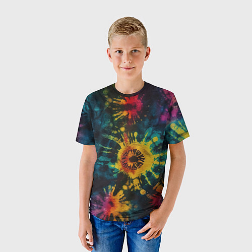 Детская футболка Тай дай на темном фоне: арт нейросети / 3D-принт – фото 3