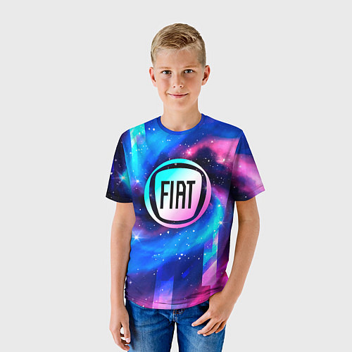 Детская футболка Fiat неоновый космос / 3D-принт – фото 3