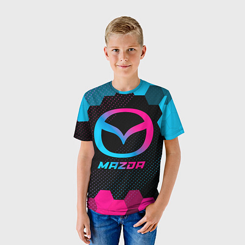 Детская футболка Mazda - neon gradient / 3D-принт – фото 3