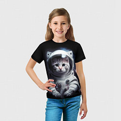 Футболка детская Котенок космонавт, цвет: 3D-принт — фото 2