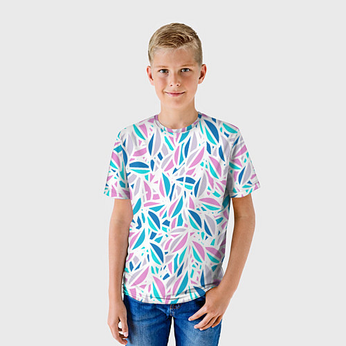 Детская футболка Абстракция цветные листья / 3D-принт – фото 3