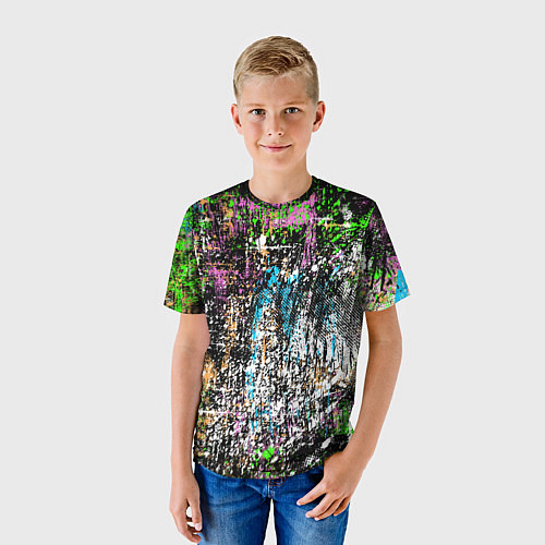 Детская футболка Красочный фон в стиле гранж / 3D-принт – фото 3