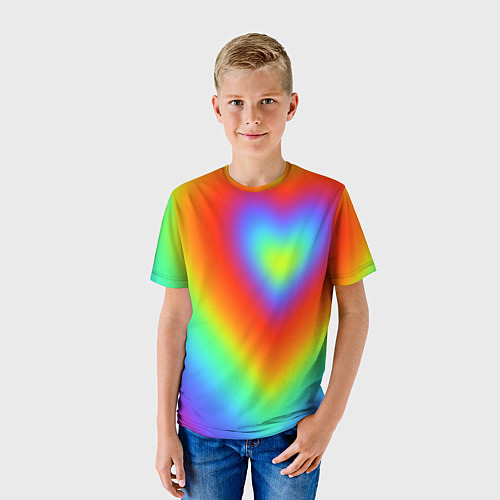 Детская футболка Сердце - радужный градиент / 3D-принт – фото 3