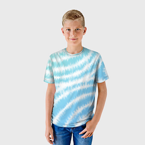 Детская футболка Тай-дай голубой с зеленым / 3D-принт – фото 3
