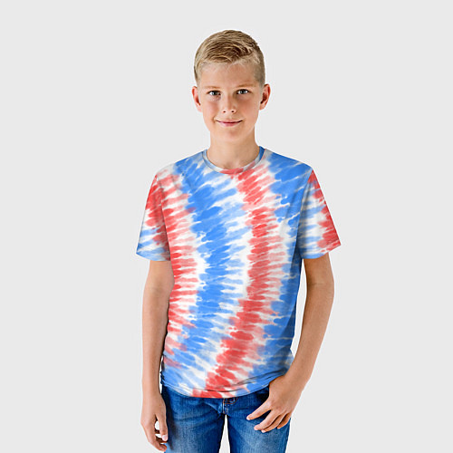 Детская футболка Тай-дай красный с голубым / 3D-принт – фото 3
