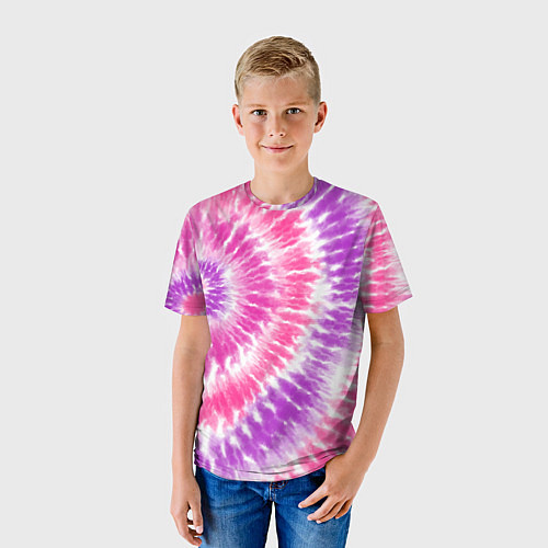 Детская футболка Тай-дай розовый с фиолетовым / 3D-принт – фото 3