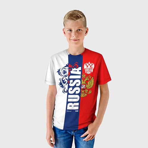 Детская футболка Russia national team: white blue red / 3D-принт – фото 3
