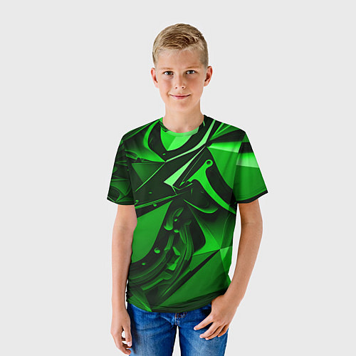 Детская футболка Зеленые объемные объекты / 3D-принт – фото 3