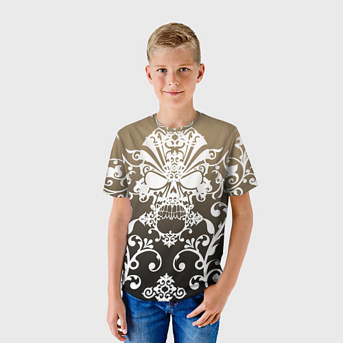 Детская футболка Череп с узорами / 3D-принт – фото 3
