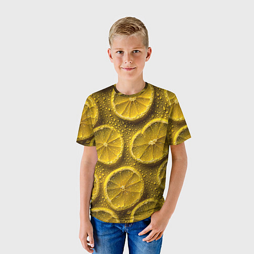 Детская футболка Сочный паттерн из долек лимона / 3D-принт – фото 3