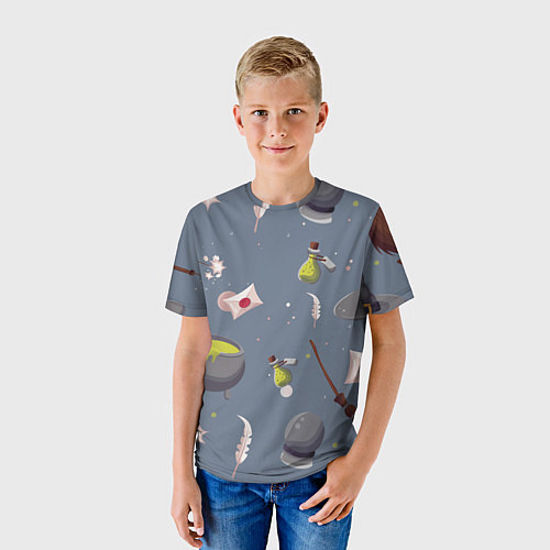 Детская футболка Паттерн с магическими принадлежностями / 3D-принт – фото 3