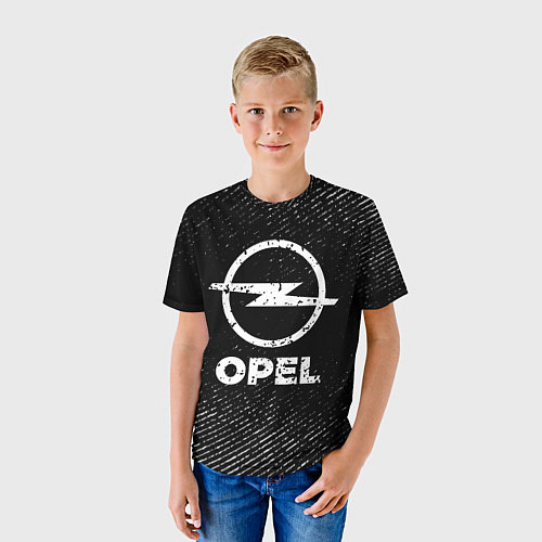 Детская футболка Opel с потертостями на темном фоне / 3D-принт – фото 3