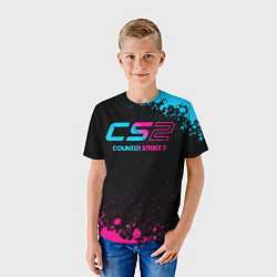 Футболка детская Counter Strike 2 - neon gradient, цвет: 3D-принт — фото 2