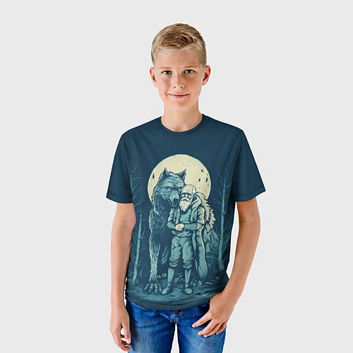 Детская футболка Старик с волком / 3D-принт – фото 3