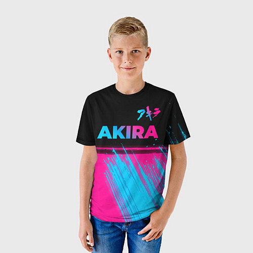 Детская футболка Akira - neon gradient: символ сверху / 3D-принт – фото 3