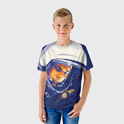 Футболка детская Юрий Гагарин в скафандре, цвет: 3D-принт — фото 2