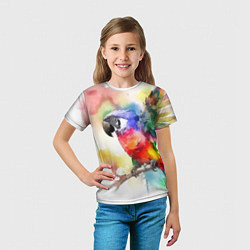 Футболка детская Разноцветный акварельный попугай, цвет: 3D-принт — фото 2
