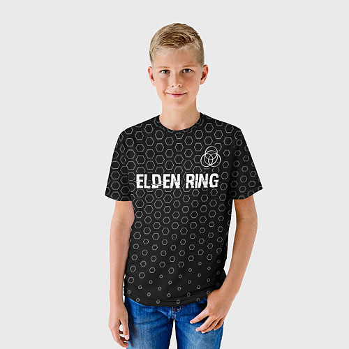 Детская футболка Elden Ring glitch на темном фоне: символ сверху / 3D-принт – фото 3