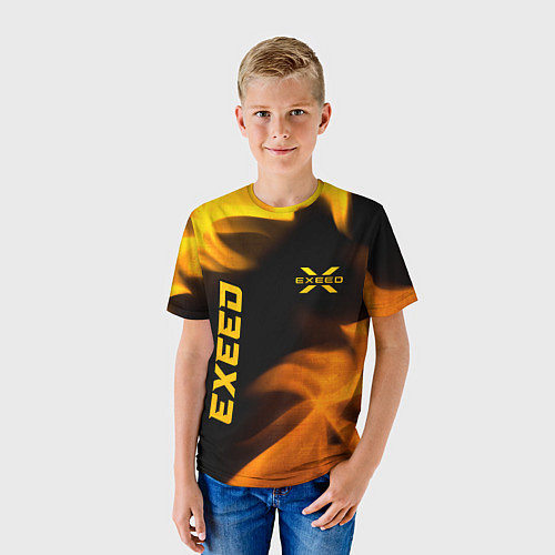Детская футболка Exeed - gold gradient: надпись, символ / 3D-принт – фото 3