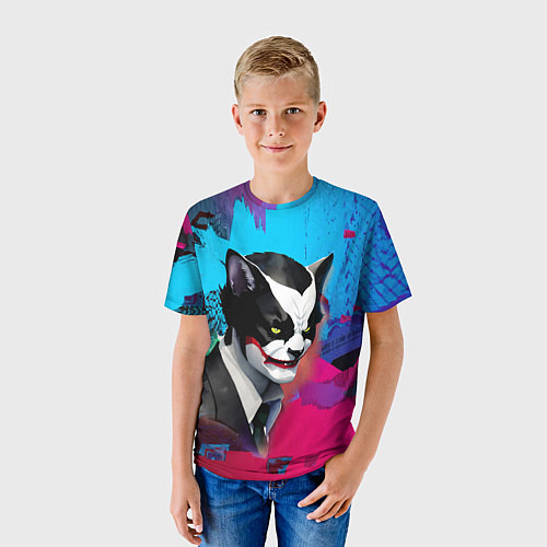 Детская футболка Dude-cat - neural network - pop art / 3D-принт – фото 3