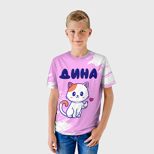 Детская футболка Дина кошечка с сердечком / 3D-принт – фото 3