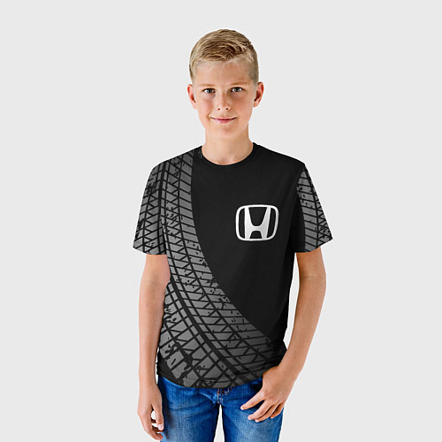 Детская футболка Honda tire tracks / 3D-принт – фото 3