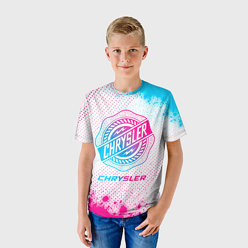 Детская футболка Chrysler neon gradient style / 3D-принт – фото 3