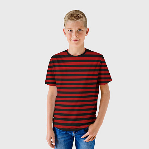 Детская футболка Темно-красные полосы / 3D-принт – фото 3