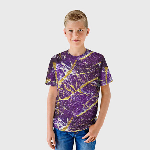 Детская футболка Фиолетовые и золотые блестки / 3D-принт – фото 3