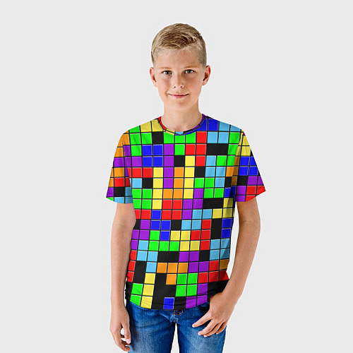 Детская футболка Тетрис цветные блоки / 3D-принт – фото 3