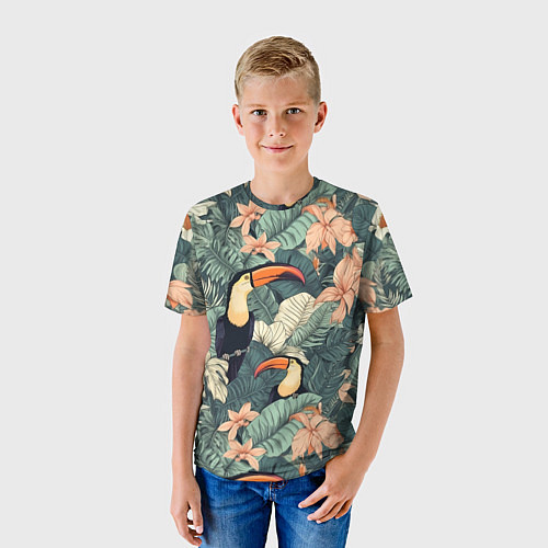 Детская футболка Туканы: арт нейросети / 3D-принт – фото 3
