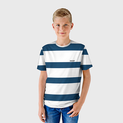 Детская футболка Бело-синий полосатый узор / 3D-принт – фото 3