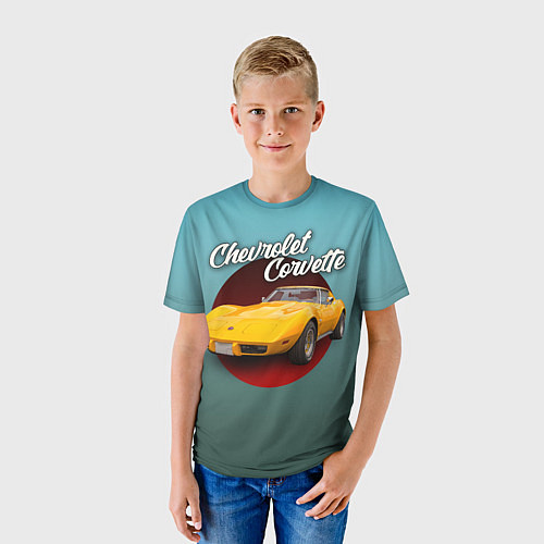 Детская футболка Классический спорткар Chevrolet Corvette Stingray / 3D-принт – фото 3
