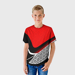Футболка детская Геометрическая униформа - красная, цвет: 3D-принт — фото 2