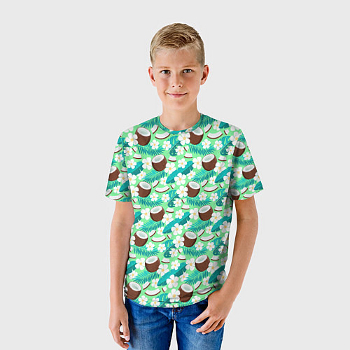 Детская футболка Летний паттерн с кокосом / 3D-принт – фото 3