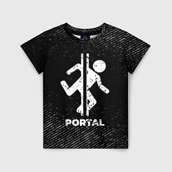 Футболка детская Portal с потертостями на темном фоне, цвет: 3D-принт