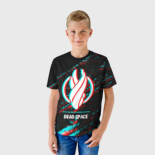Детская футболка Dead Space в стиле glitch и баги графики на темном / 3D-принт – фото 3