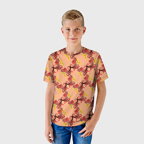 Детская футболка Абстрактный винтажный растительный орнамент / 3D-принт – фото 3