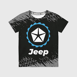 Футболка детская Jeep в стиле Top Gear со следами шин на фоне, цвет: 3D-принт