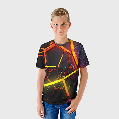 Детская футболка Неоновые трубки / 3D-принт – фото 3