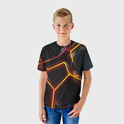 Футболка детская Неон на черном фоне, цвет: 3D-принт — фото 2