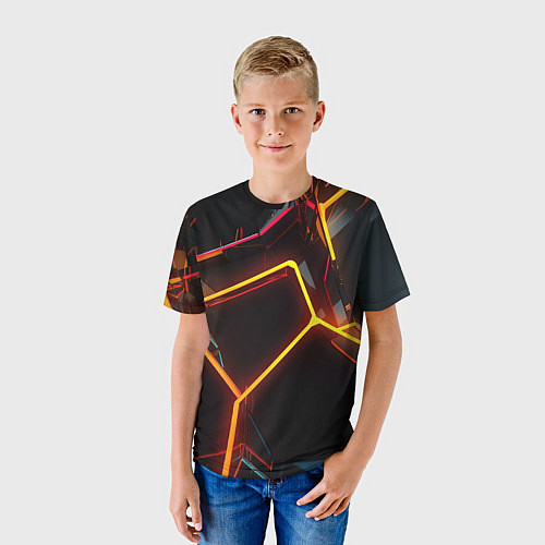 Детская футболка Неон на черном фоне / 3D-принт – фото 3