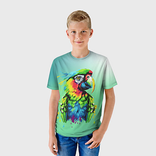 Детская футболка Разноцветный попугай / 3D-принт – фото 3