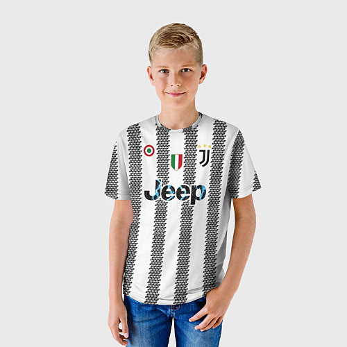 Детская футболка Криштиану Роналду Ювентус форма 2223 домашняя / 3D-принт – фото 3