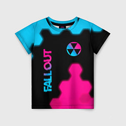 Футболка детская Fallout - neon gradient: надпись, символ, цвет: 3D-принт