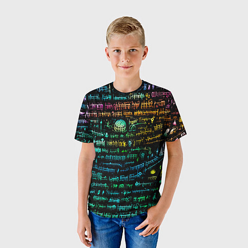 Детская футболка Символы психоделика - нейронная сеть / 3D-принт – фото 3